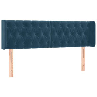 Produktbild för Sänggavel med kanter mörkblå 147x16x78/88 cm sammet