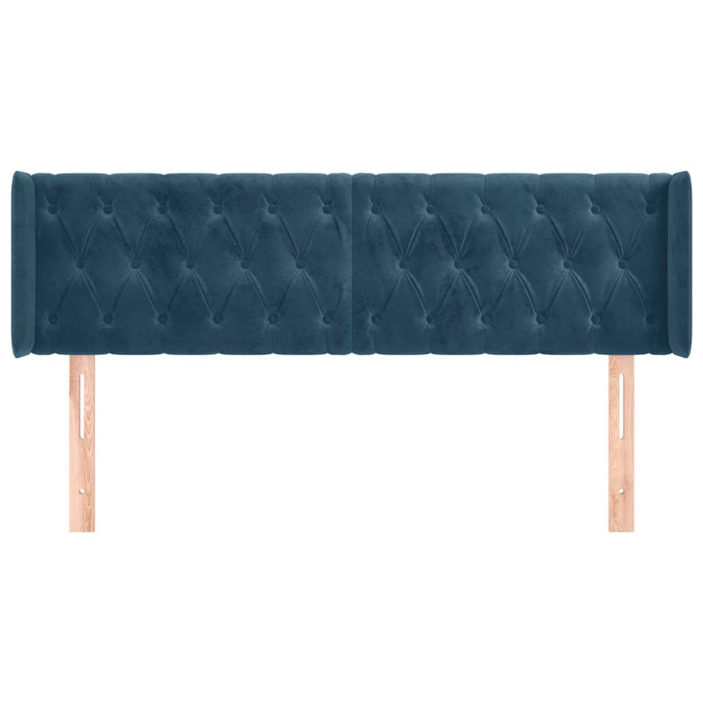Produktbild för Sänggavel med kanter mörkblå 147x16x78/88 cm sammet