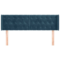 Produktbild för Sänggavel med kanter mörkblå 147x16x78/88 cm sammet