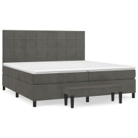 Produktbild för Ramsäng med madrass mörkgrå 200x200 cm sammet