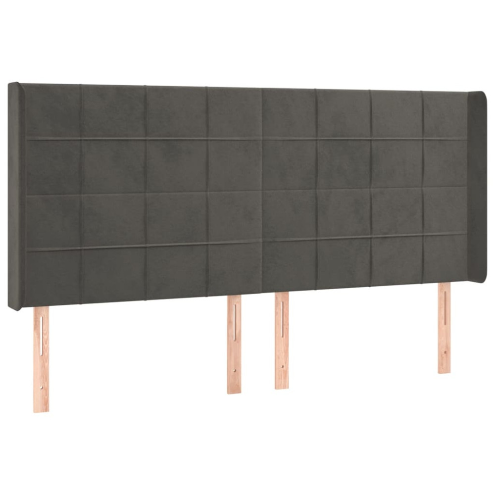 Produktbild för Ramsäng med madrass & LED mörkgrå 200x200 cm sammet