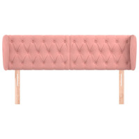 Produktbild för Sänggavel med kanter rosa 147x23x78/88 cm sammet