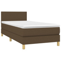 Produktbild för Ramsäng med madrass mörkbrun 90x190 cm tyg