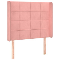 Produktbild för Sänggavel med kanter rosa 103x16x118/128 cm sammet