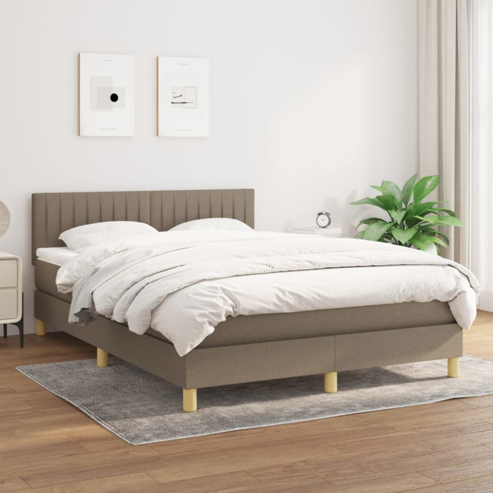 Produktbild för Ramsäng med madrass taupe 140x190 cm tyg