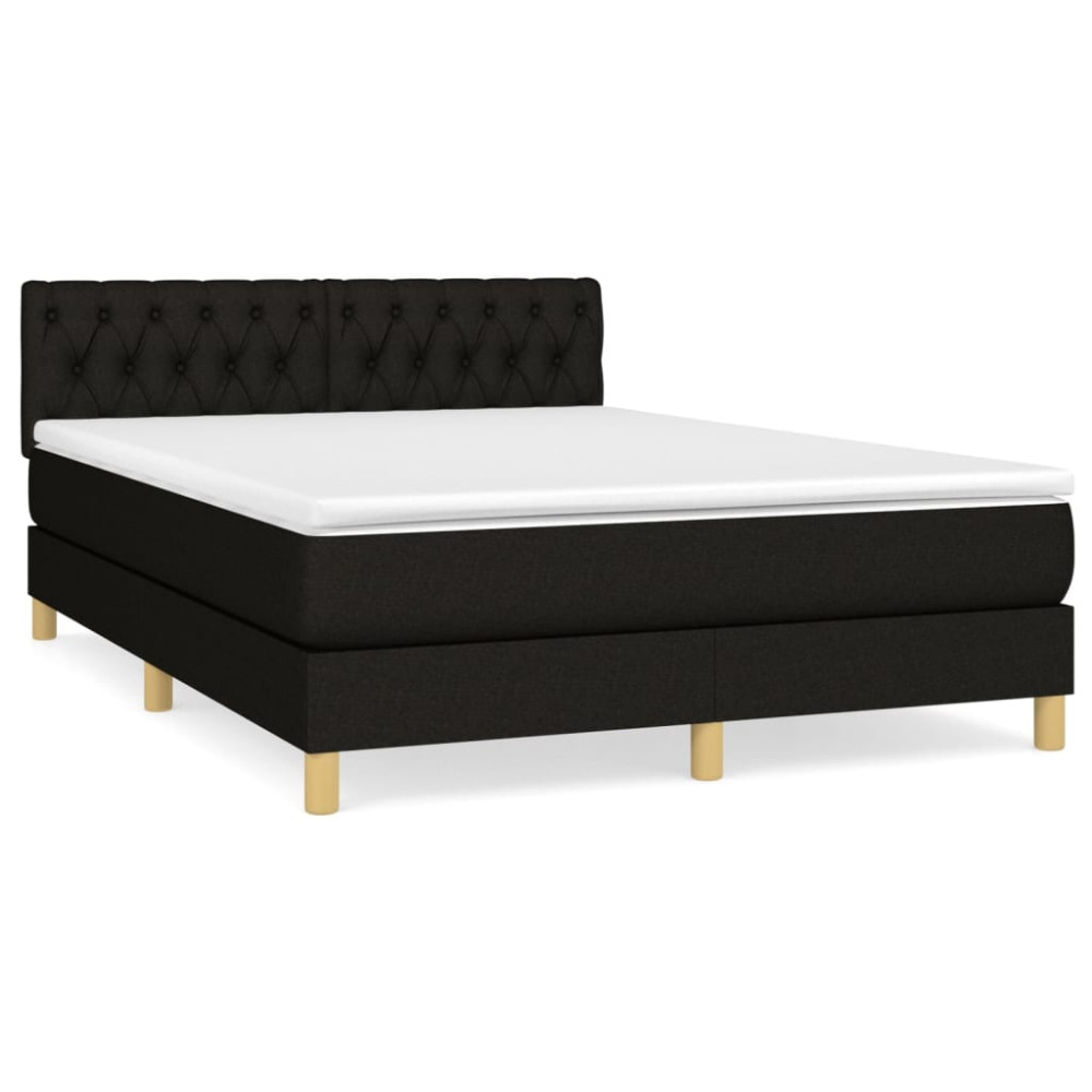 Produktbild för Ramsäng med madrass svart 140x190 cm tyg