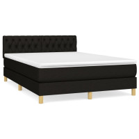 Produktbild för Ramsäng med madrass svart 140x190 cm tyg