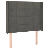 Produktbild för Ramsäng med madrass & LED mörkgrå 100x200 cm sammet