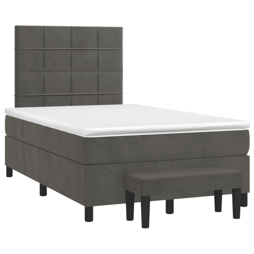 Produktbild för Ramsäng med madrass mörkgrå 120x200 cm sammet