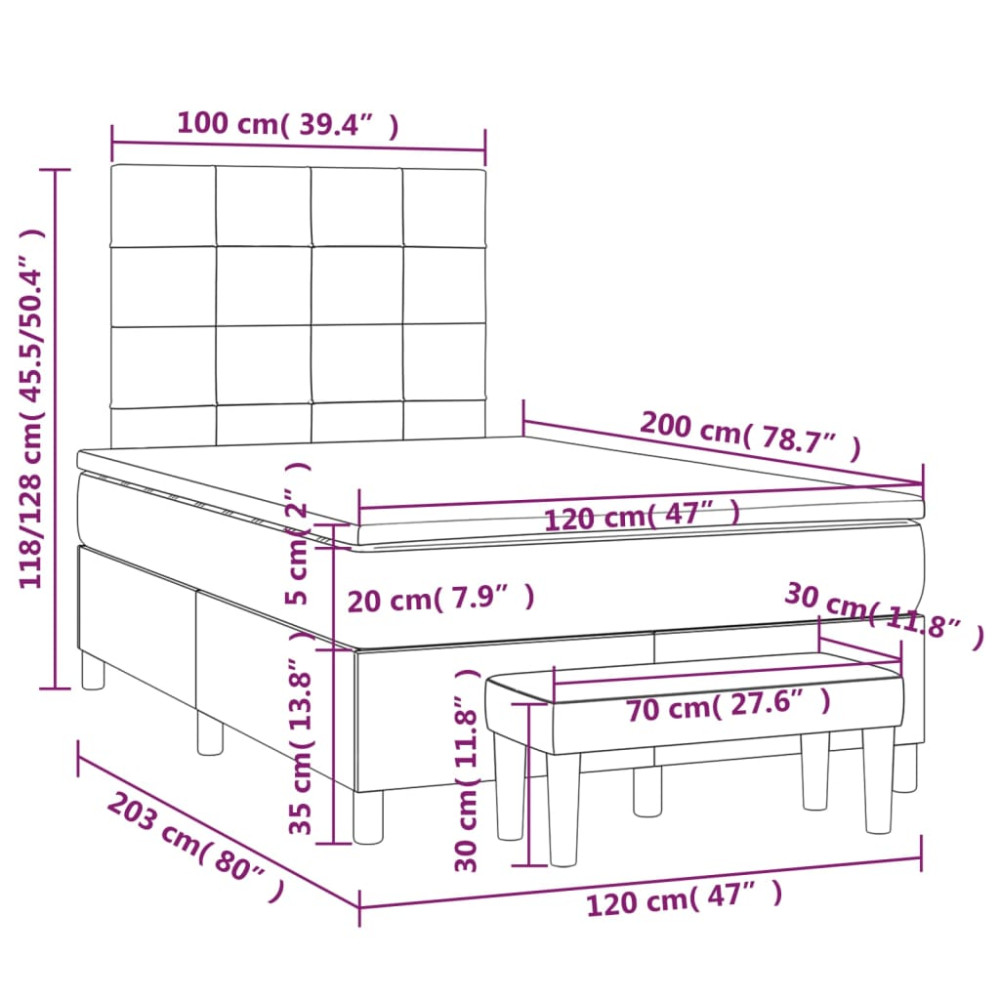 Produktbild för Ramsäng med madrass mörkgrå 120x200 cm sammet