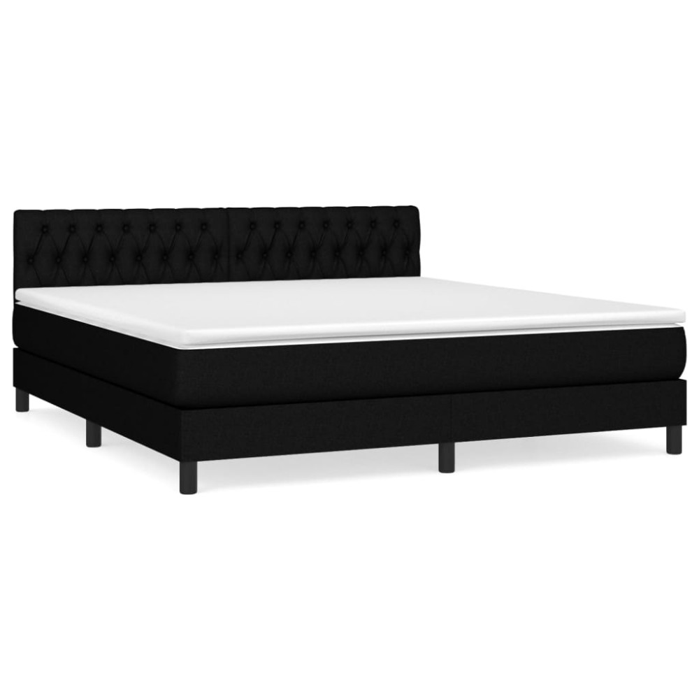 Produktbild för Ramsäng med madrass svart 180x200 cm tyg
