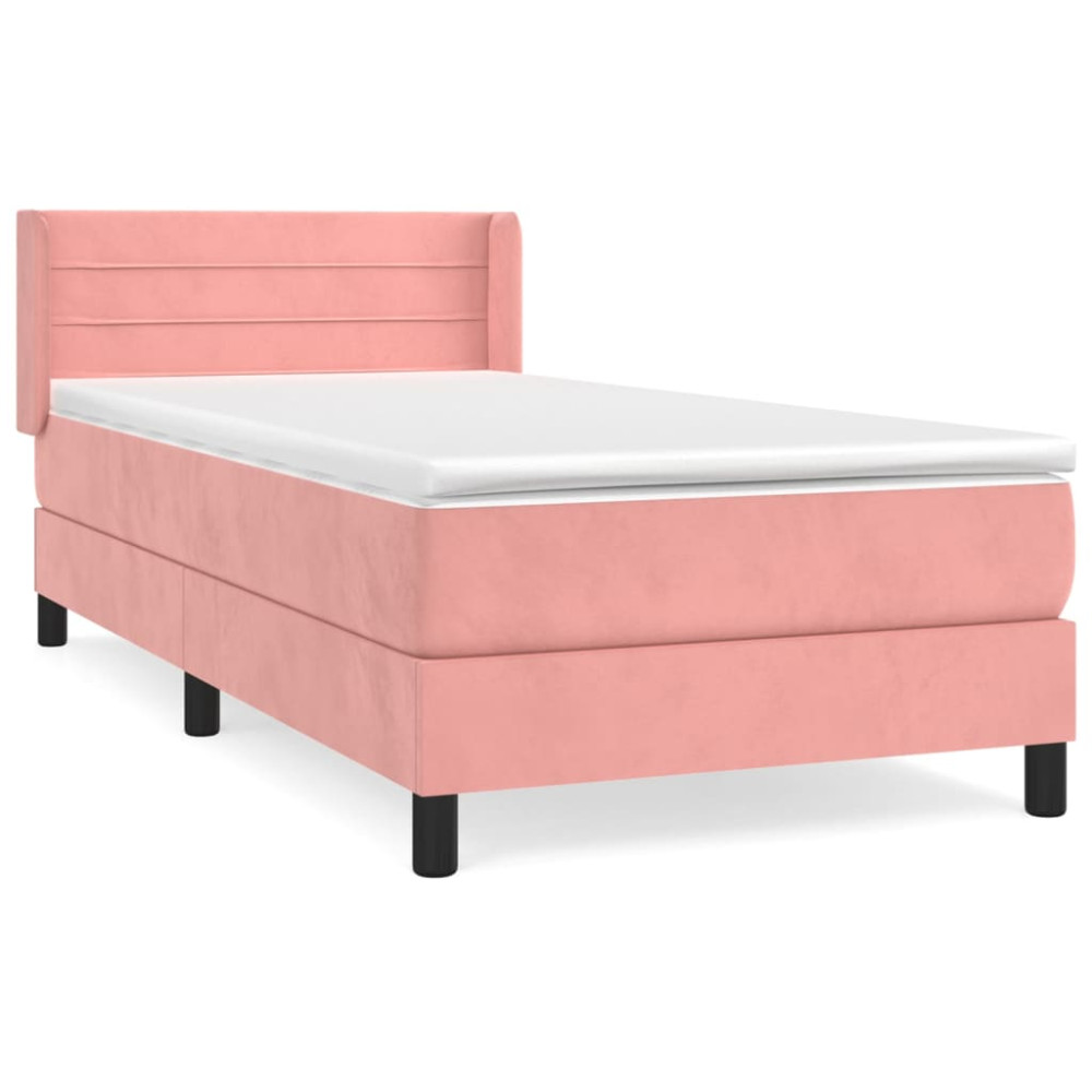 Produktbild för Ramsäng med madrass rosa 90x200 cm sammet