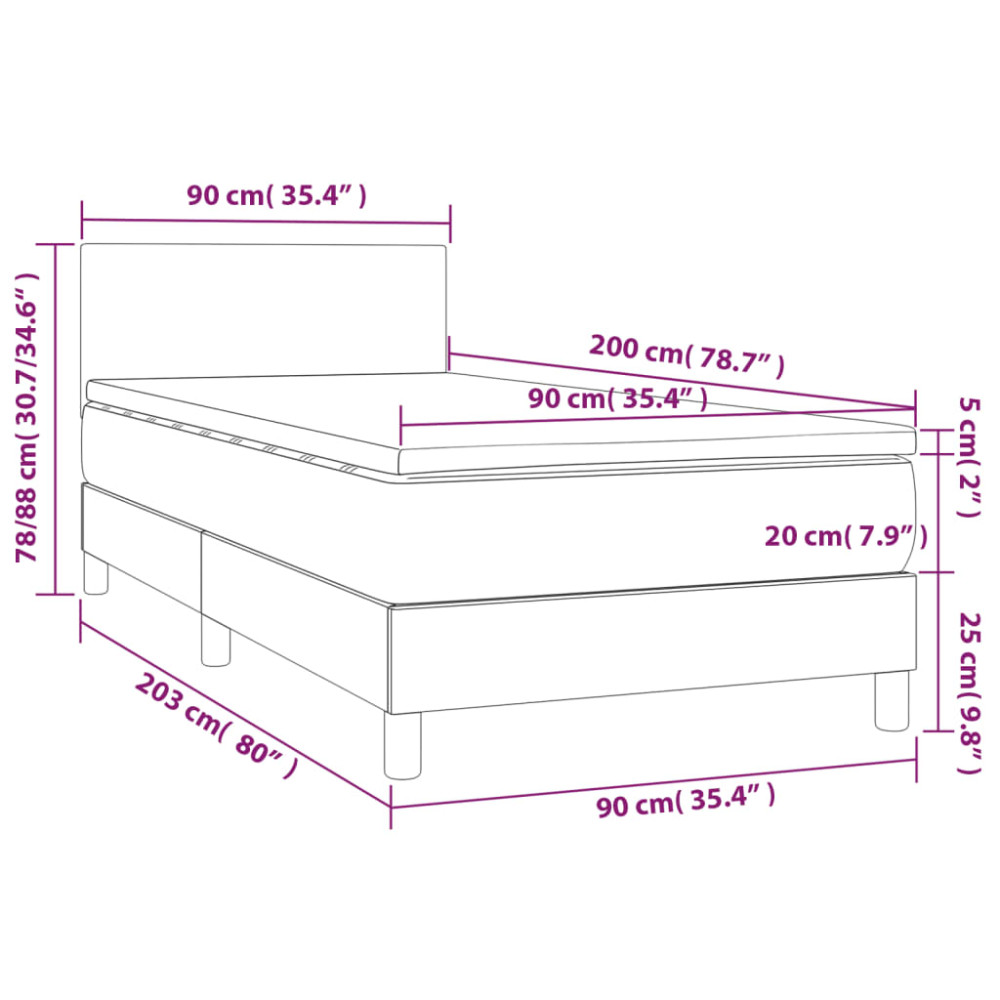 Produktbild för Ramsäng med madrass rosa 90x200 cm sammet