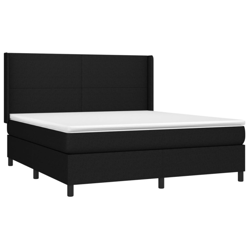 Produktbild för Ramsäng med madrass & LED svart 180x200 cm tyg
