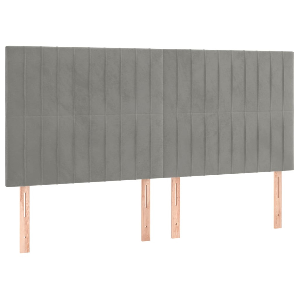Produktbild för Ramsäng med madrass ljusgrå 200x200 cm sammet