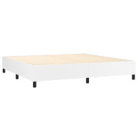 Produktbild för Ramsäng med madrass & LED vit 200x200 cm konstläder