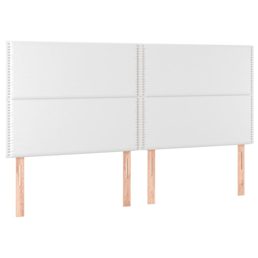 Produktbild för Ramsäng med madrass & LED vit 200x200 cm konstläder