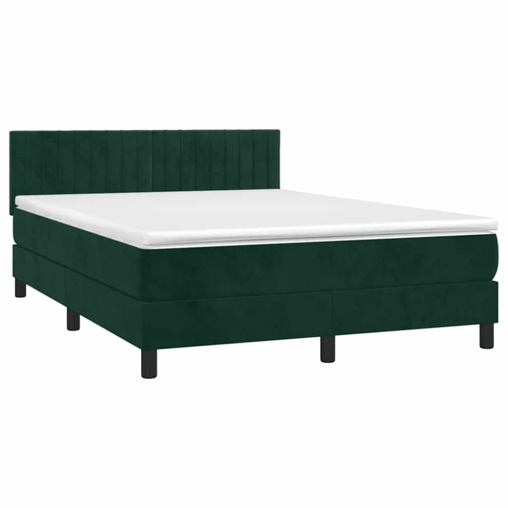 Produktbild för Ramsäng med madrass mörkgrön 140x190 cm sammet