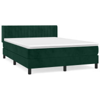 Produktbild för Ramsäng med madrass mörkgrön 140x190 cm sammet