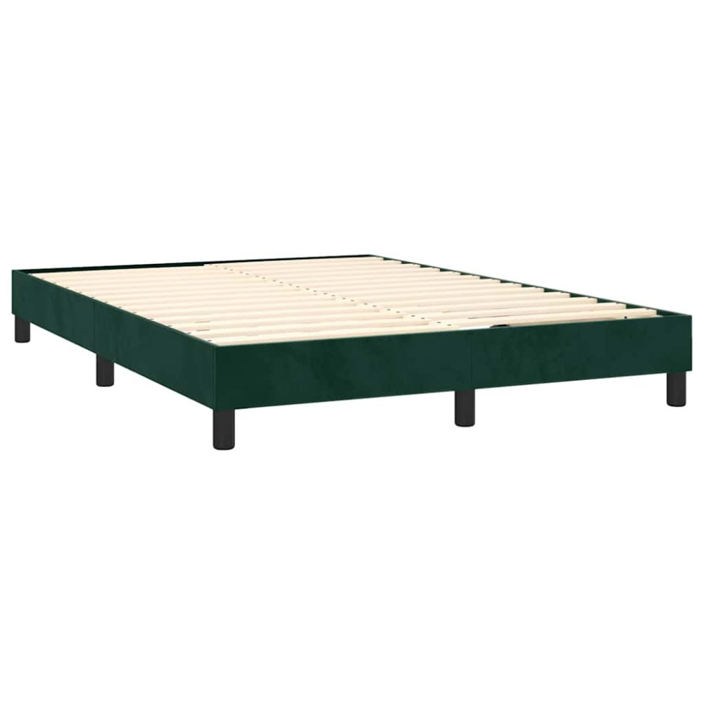 Produktbild för Ramsäng med madrass mörkgrön 140x190 cm sammet