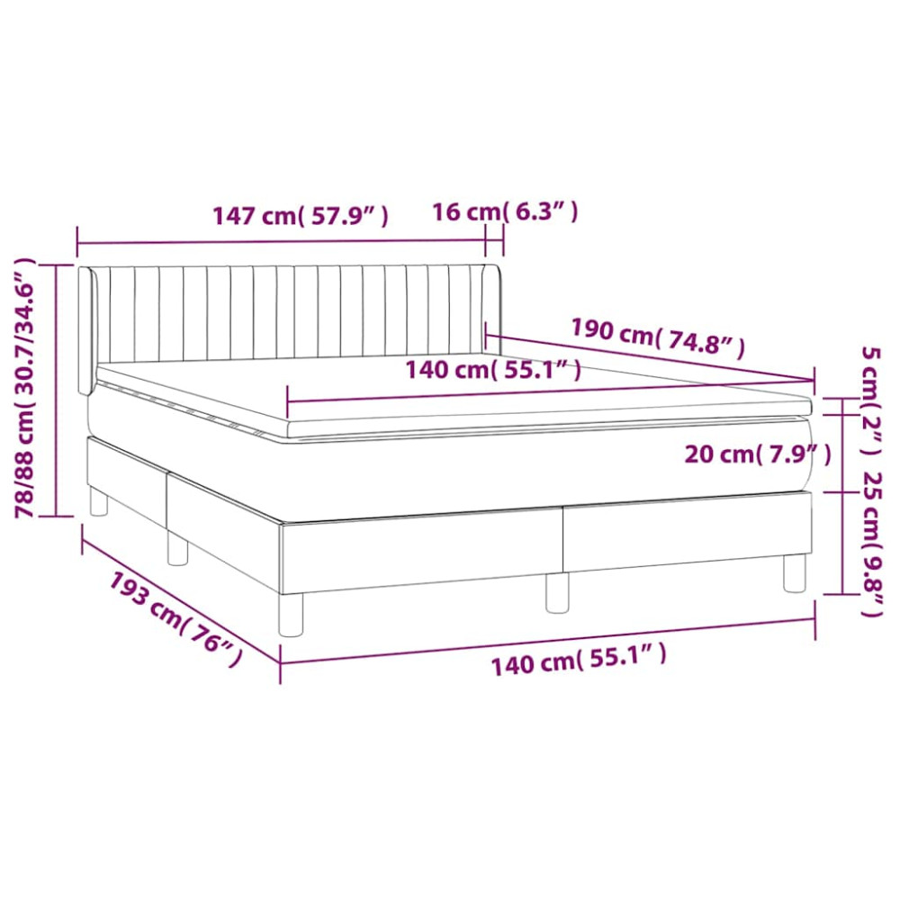 Produktbild för Ramsäng med madrass mörkgrön 140x190 cm sammet