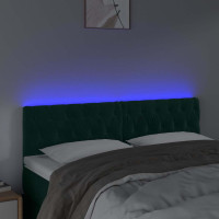 Produktbild för Sänggavel LED mörkgrön 144x7x78/88 cm sammet