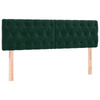 Produktbild för Sänggavel LED mörkgrön 144x7x78/88 cm sammet