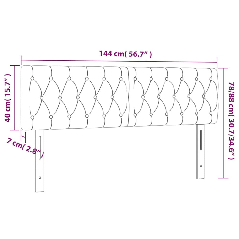Produktbild för Sänggavel LED mörkgrön 144x7x78/88 cm sammet