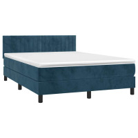 Produktbild för Ramsäng med madrass mörkblå 140x200 cm sammet