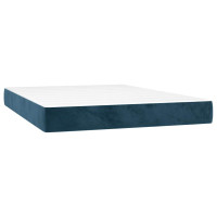 Produktbild för Ramsäng med madrass mörkblå 140x200 cm sammet