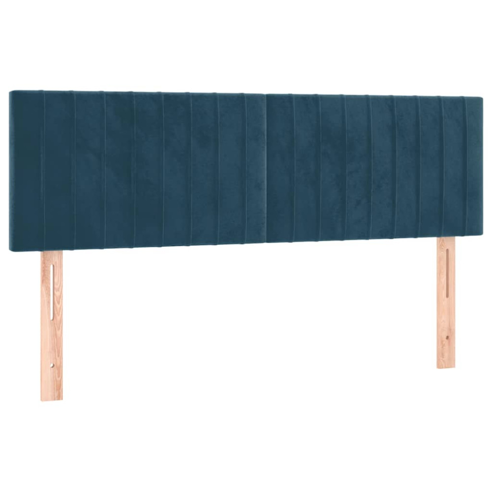 Produktbild för Ramsäng med madrass mörkblå 140x200 cm sammet
