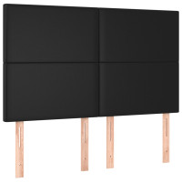 Miniatyr av produktbild för Ramsäng med madrass & LED svart 140x200 cm konstläder