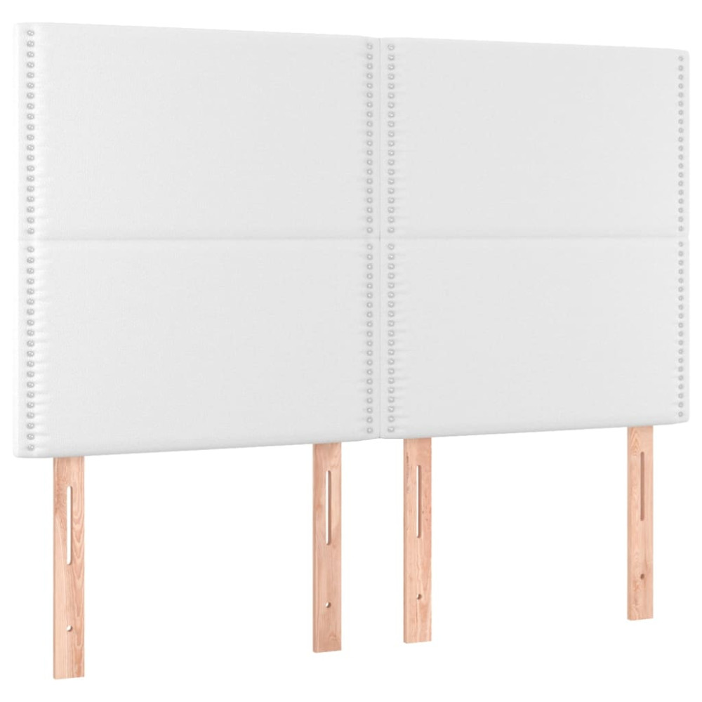 Produktbild för Ramsäng med madrass & LED vit 140x200 cm konstläder