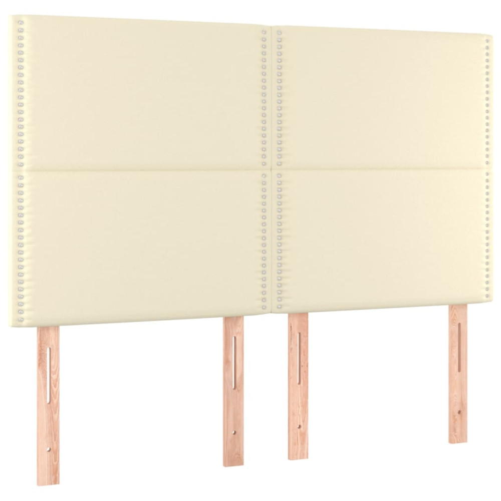 Produktbild för Ramsäng med bäddmadrass gräddvit 140x200 cm konstläder
