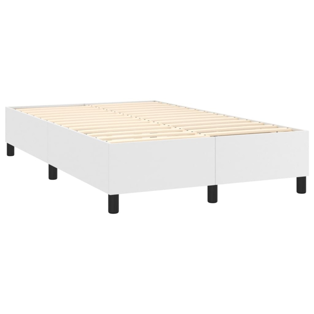 Produktbild för Ramsäng med madrass & LED vit 120x200 cm konstläder