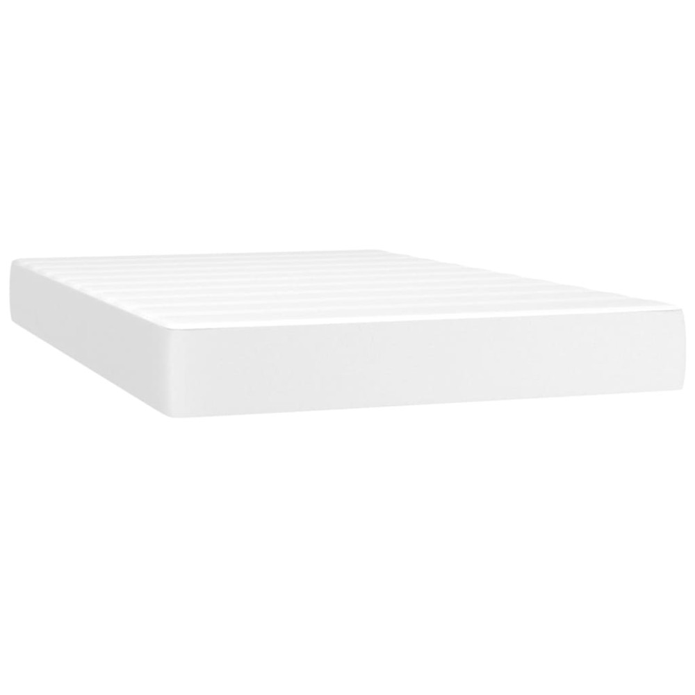 Produktbild för Ramsäng med madrass & LED vit 120x200 cm konstläder
