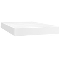 Produktbild för Ramsäng med madrass & LED vit 120x200 cm konstläder