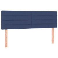 Produktbild för Ramsäng med madrass blå 140x190 cm tyg