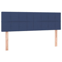 Produktbild för Ramsäng med madrass blå 140x190 cm tyg