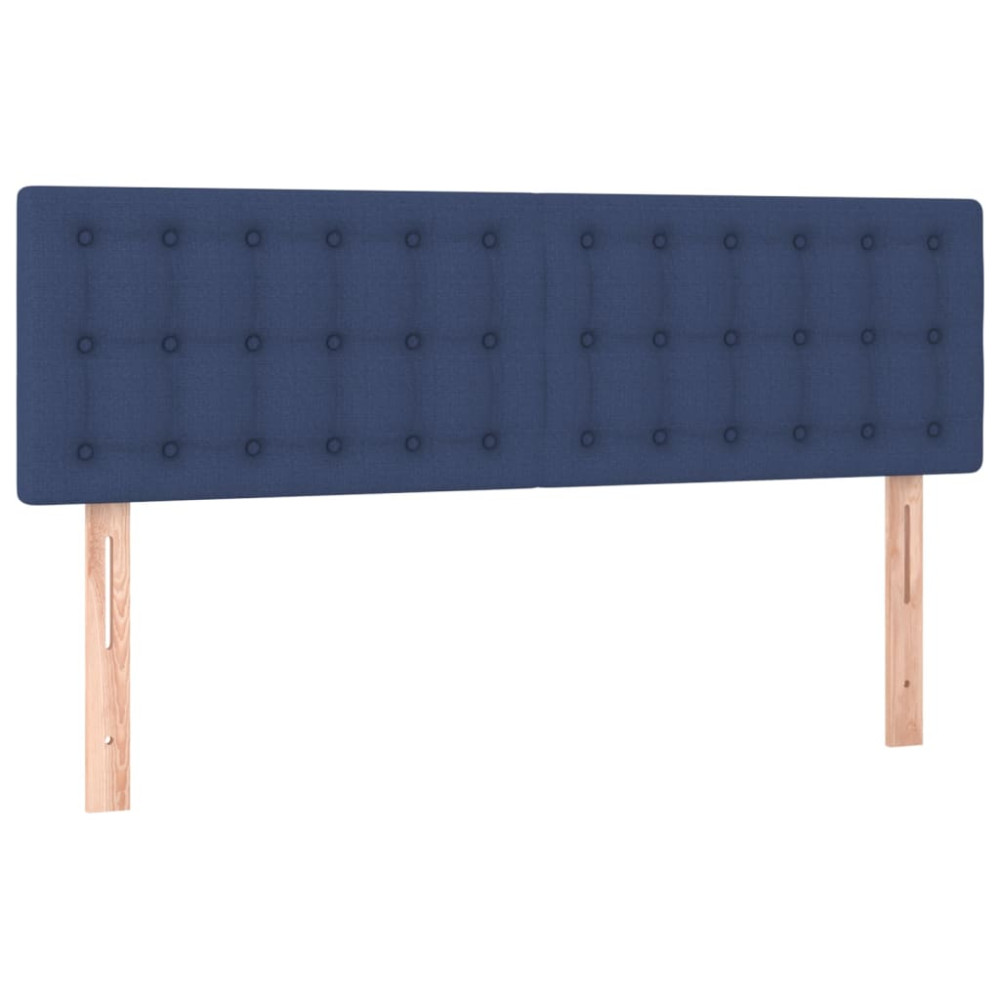 Produktbild för Ramsäng med madrass blå 140x190 cm tyg