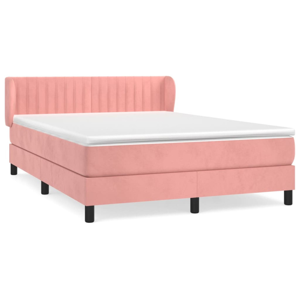 Produktbild för Ramsäng med madrass rosa 140x200 cm sammet