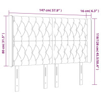 Produktbild för Sänggavel LED mörkgrå 147x16x118/128 cm sammet