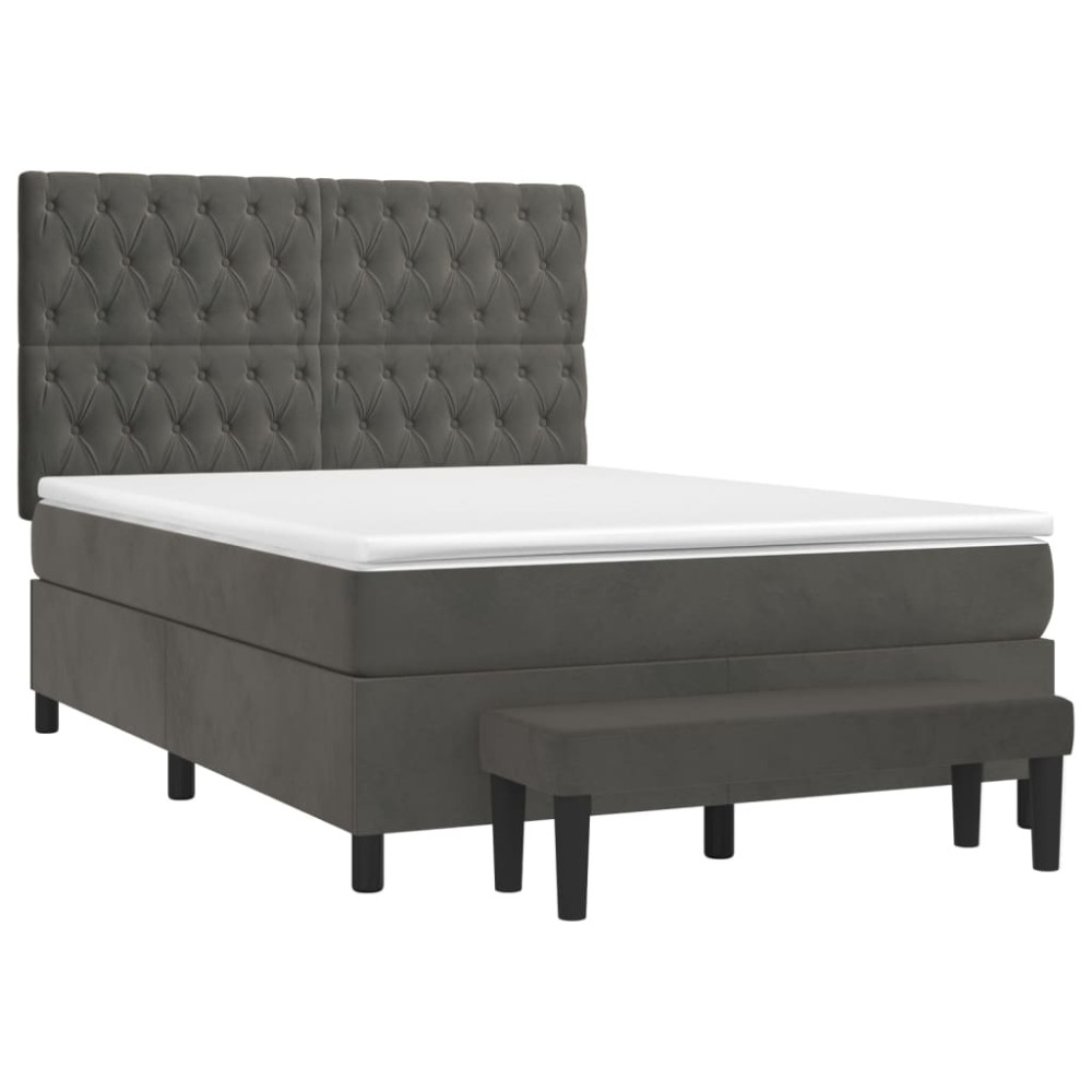 Produktbild för Ramsäng med madrass mörkgrå 140x200 cm sammet