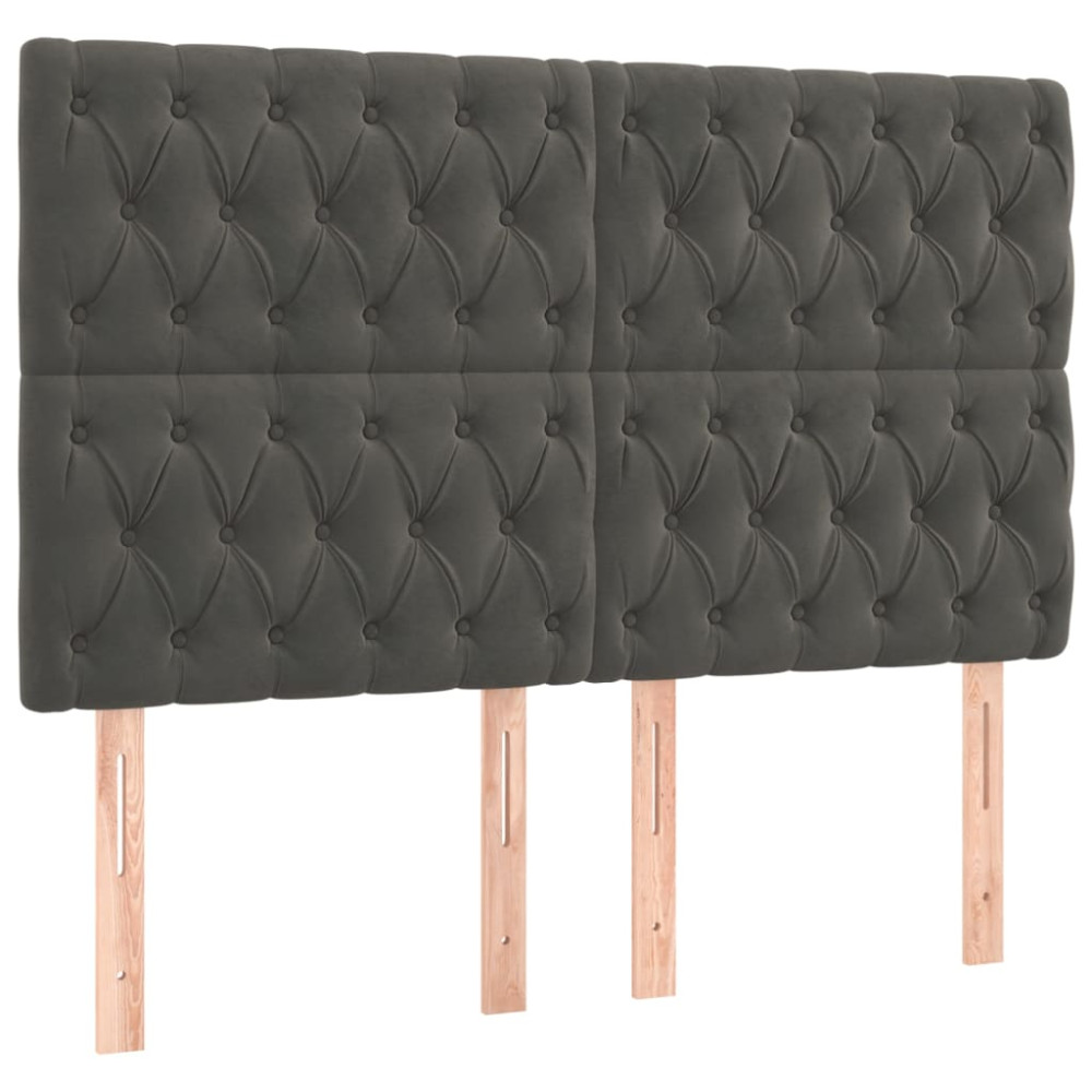 Produktbild för Ramsäng med madrass mörkgrå 140x200 cm sammet