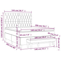 Produktbild för Ramsäng med madrass mörkgrå 140x200 cm sammet