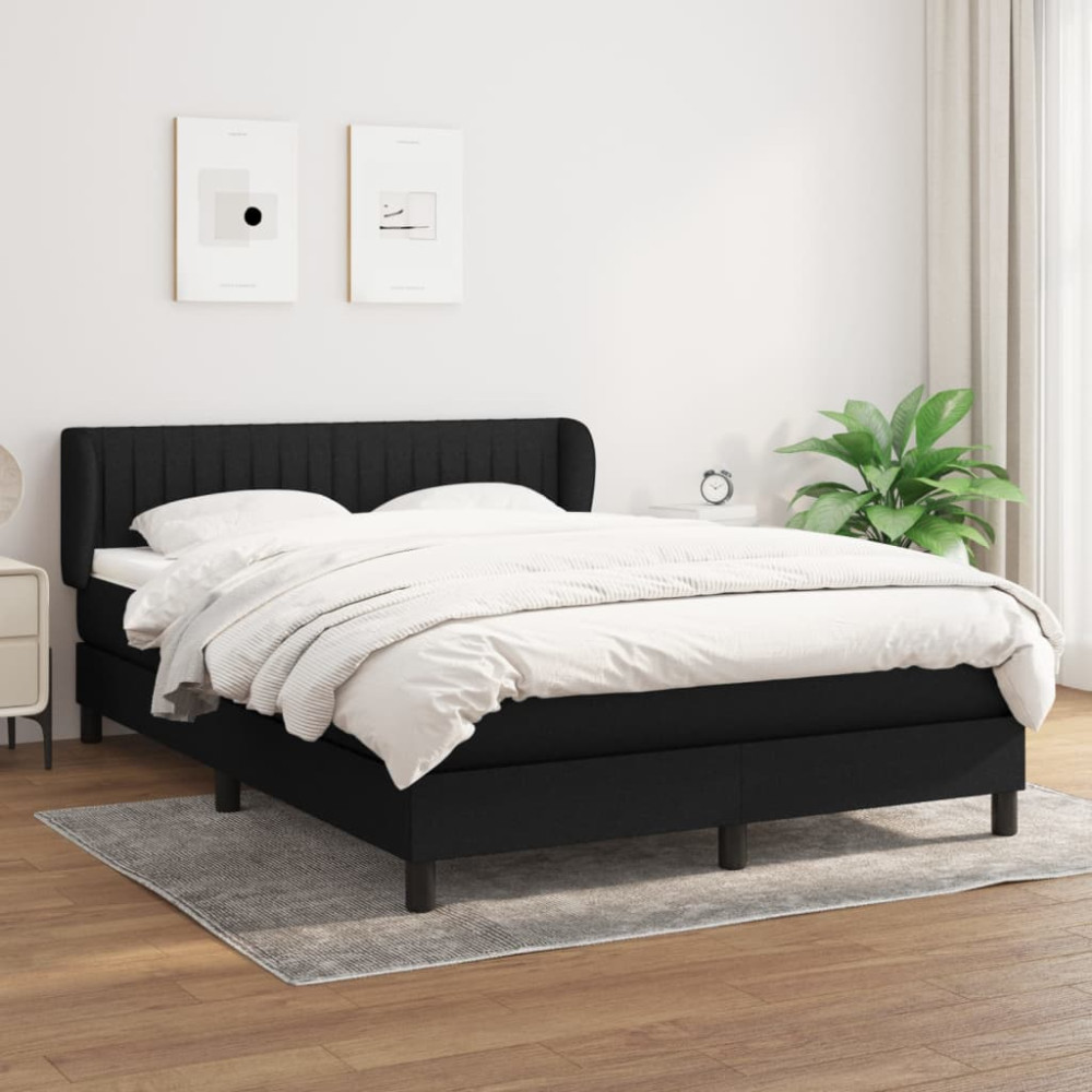 Produktbild för Ramsäng med madrass svart 140x190 cm tyg