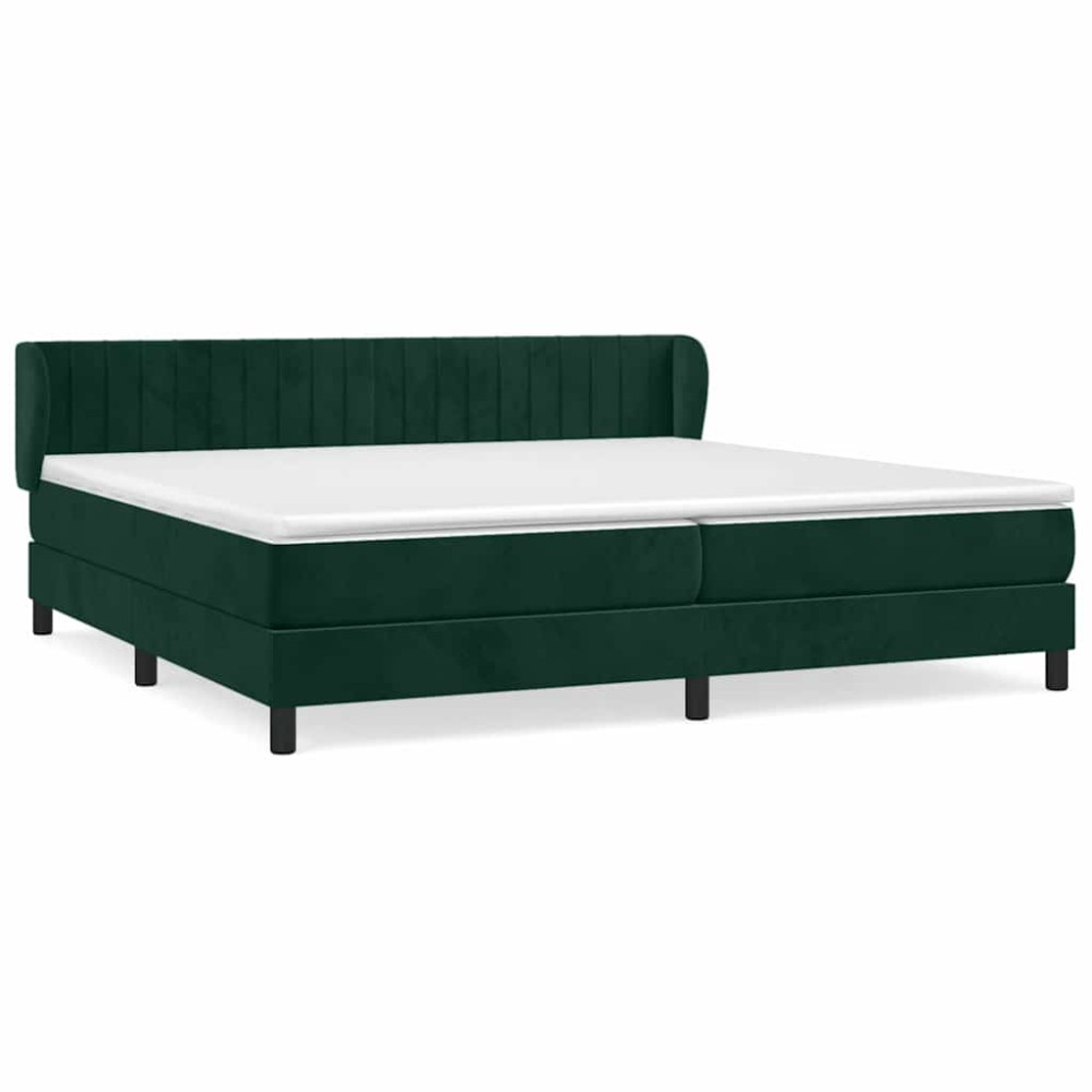 Produktbild för Ramsäng med madrass mörkgrön 200x200 cm sammet