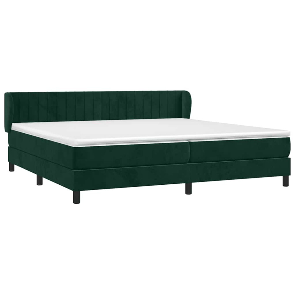 Produktbild för Ramsäng med madrass mörkgrön 200x200 cm sammet