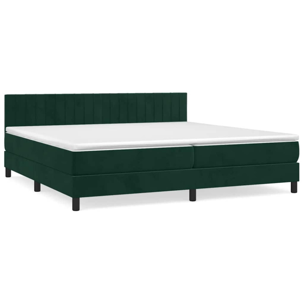 Produktbild för Ramsäng med madrass mörkgrön 200x200 cm sammet