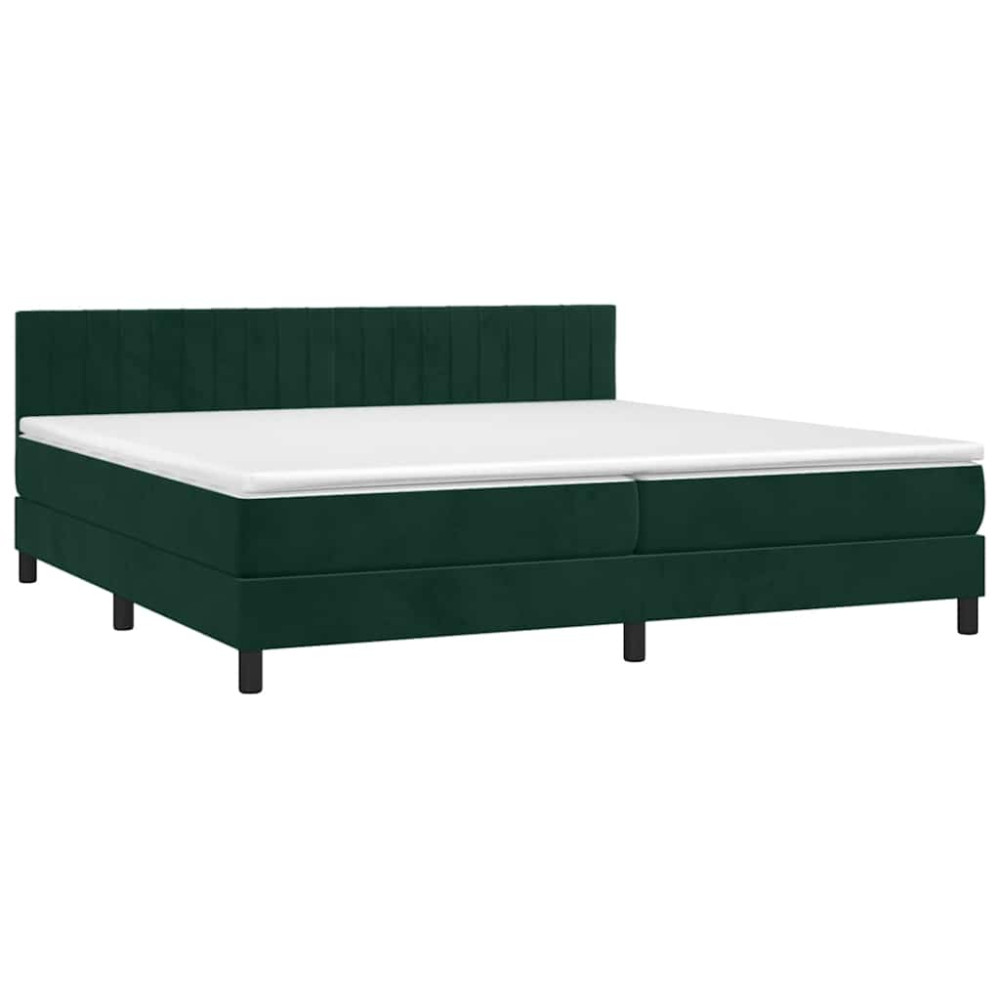 Produktbild för Ramsäng med madrass mörkgrön 200x200 cm sammet